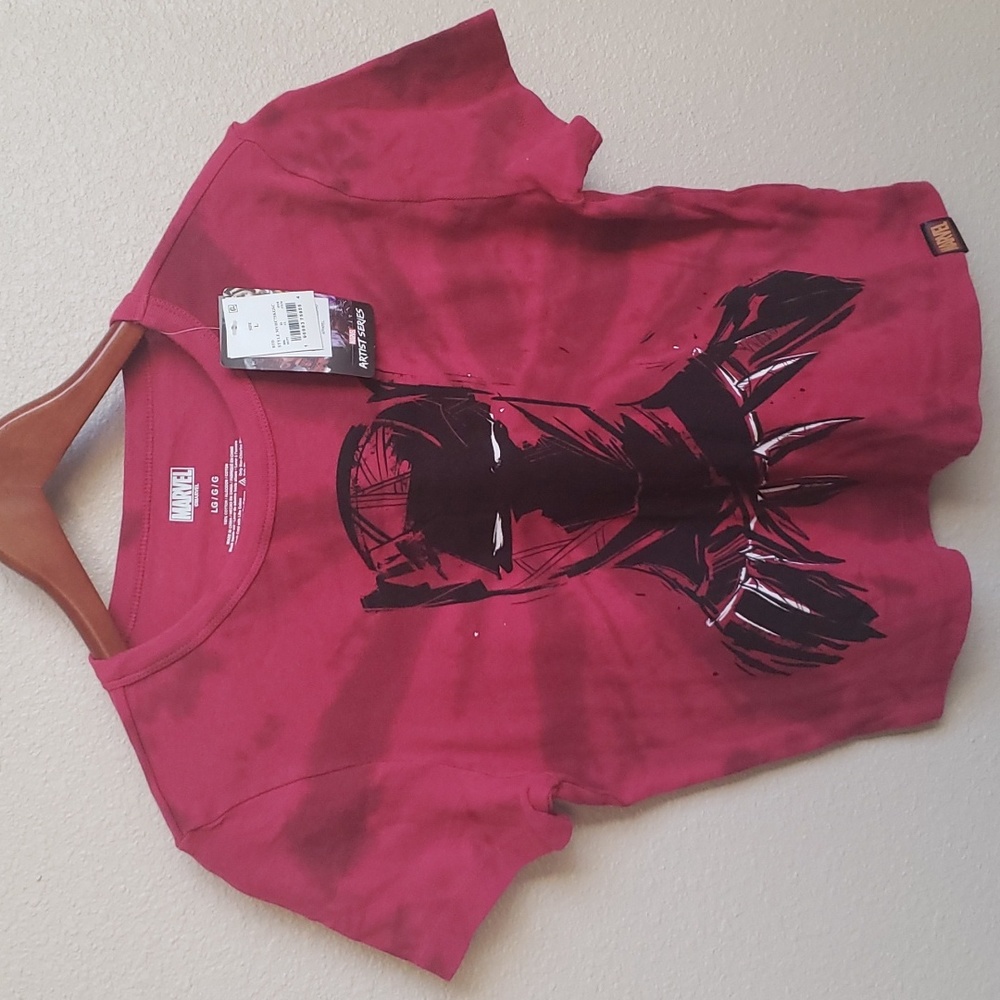 NWT Marvel women's top dark pink/maroon tie-dye design size large